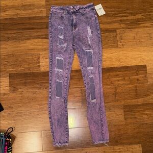 Distressed Purple Women's Jeans